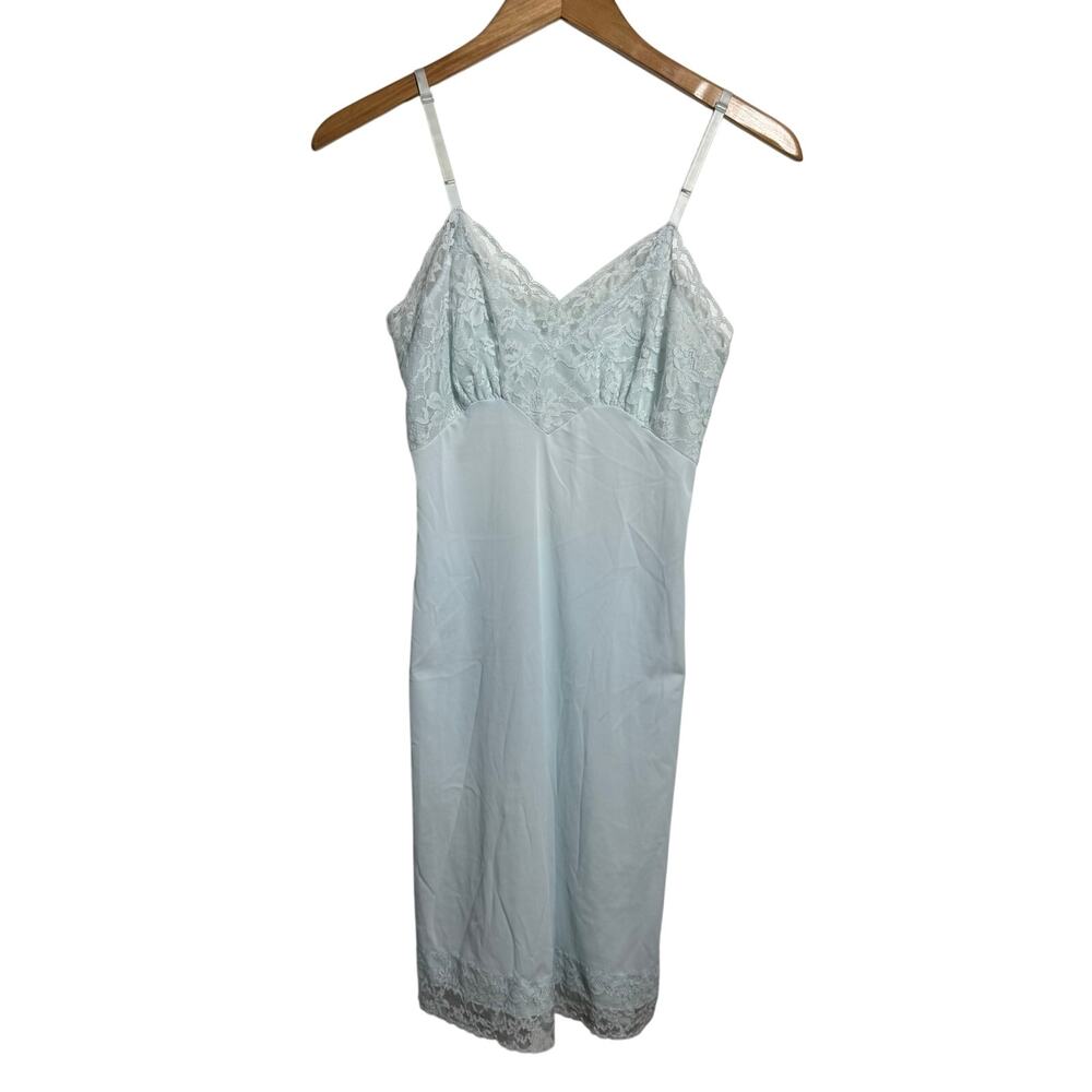 Vintage Womens Dainty Lace Slip Dress Light Blue Romantic Y2K Sweetheart